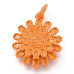 Spruzzare pendenti in ottone verniciato, con anelli di salto, girasole, arancione scuro, 17x14.5x3.5mm, Foro: 3 mm