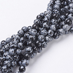 Naturschneeflocke Obsidian Perlen Stränge, Runde, 6 mm, Bohrung: ca. 1 mm, 15~16 Zoll