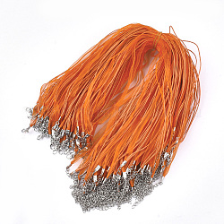 Waxed Cord and Organza Ribbon Necklace Making, with Iron Lobster Claw Clasps, Platinum, Dark Orange, 17.6 inch~17.8 inch(45~455cm), 7mm