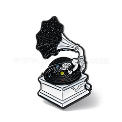 Pin de esmalte de gramófono, broche de aleación para ropa de mochila, electroforesis negro, blanco, 30.5x18x1mm
