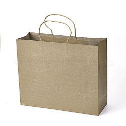 Reine Papiertüten, Geschenk-Taschen, Einkaufstüten, mit Griffen, Rechteck, rauchig, 26x31.5x11 cm