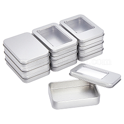 Boîte en fer blanc, récipients de stockage de talon, boîte de rangement, rectangle, platine, 9x6x1.75 cm, 3 style, 6 pièces / style, 18 pièces / kit