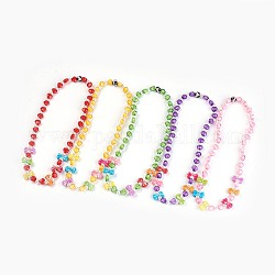 Acryl-Perlen Kinder Halsketten, mit natürlichen Achat Perlen, Bowknot & Herz & rund, Mischfarbe, 19.29 Zoll (49 cm)