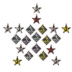サニークルー20個2スタイルスプレー塗装酢酸セルロース（樹脂）ペンダント  言葉の星と言葉の愛のひし形  ミックスカラー  10個/スタイル