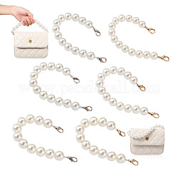 6pcs 6 styles perles rondes acryliques blanches poignées de sac, avec fermoirs mousquetons en alliage de zinc et fil d'acier, pour les accessoires de remplacement de sac, couleur mixte, 1pc / style