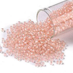 Круглые бусины toho, японский бисер, (191) кристалл с нежно-розовой линией, 8/0, 3 мм, отверстие : 1 мм, Около 10000 шт / фунт
