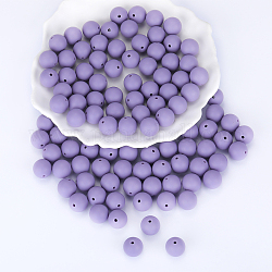 Perles focales rondes en silicone, perles à mâcher pour les jouets de dentition, Diy soins infirmiers colliers faisant, bleu ardoise, 15mm, Trou: 2mm