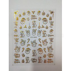 Weihnachtsnagelaufkleber, selbstklebende Schneeflocken-Weihnachtsmann-Rentier-Nailart-Aufkleber, für frauen mädchen diy maniküre design, golden, 10.5x8 cm