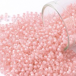 Круглые бусины toho, японский бисер, (191f) матовый кристалл с мягкой розовой подкладкой, 11/0, 2.2 мм, отверстие : 0.8 мм, Около 5555 шт / 50 г
