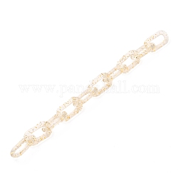 Handmade Transparent Acrylic Paperclip Chains, Drawn Elongated Cable Chains, with Glitter Powder, Moccasin, 20x10.5x3mm, about 39.37 inch(1m)/strand