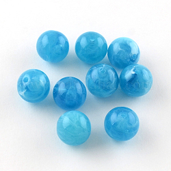 Runde Nachahmung Edelstein Acryl-Perlen, Deep-Sky-blau, 8 mm, Bohrung: 2 mm