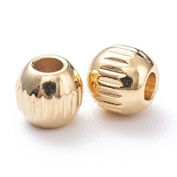 Messing Perlen, langlebig plattiert, gewellte Runde, echtes 24k vergoldet, 3.9x3.6 mm, Bohrung: 1.6 mm