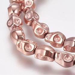 Chapelets de perle en hématite synthétique sans magnétique de grade AA, crane, rose plaqué or, 8x6.5x6.5mm, Trou: 1mm, Environ 50 pcs/chapelet, 15.7 pouce (40 cm)