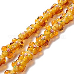 Chapelets de perles vernissées manuelles, cahoteuse, fleur, Pérou, 13.5~14x14.5~15x7~8mm, Trou: 1.4mm, Environ 28 pcs/chapelet, 14.57 pouce (37 cm)