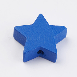Perline di legno naturale, tinto, stella, dodger blu, 19x19.5x6mm, Foro: 2 mm, circa 156pcs/100g