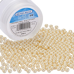 Umweltfreundliche runde Perlen aus gefärbtem Glasperlen, Champagnergelb, 6 mm, Bohrung: 1.2~1.5 mm, ca. 400 Stk. / Kasten