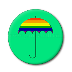 Плоская круглая булавка на лацкан из белой жести цвета радуги, бейдж для рюкзака, зонтик, 44 мм