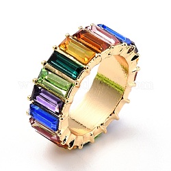 Rundum funkelnder Strass-Fingerring, Flacher Fingerring für Damen, Licht Gold, Farbig, uns Größe 7 3/4 (17.9mm)