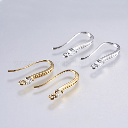 Brass Micro Pave Cubic Zirconia Earring Hooks, with Horizontal Loop, Lead Free & Cadmium Free, Mixed Color, 18.5x12x2mm, Hole: 1mm, 19 Gauge, Pin: 0.9mm