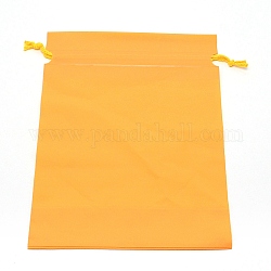 長方形のプラスチック製のつや消し巾着ギフトバッグ  コットンコード付き  日用品保管用  ゴールド  28.5x20.8x0.15cm