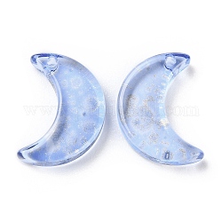 Perlas de vidrio de pintura transparente para hornear, luna, superior perforado, azul, 15.5x13x3.5mm, agujero: 1.2 mm