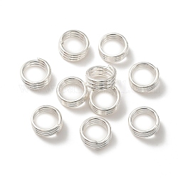 Anelli spezzati in ottone, piombo & cadimo libero, anelli di salto a triplo anello, placcati argento 925 euro, 21 gauge, 6x3mm, diametro interno: 4.5mm