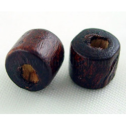 Natural Wood Beads, Column, Lead Free, Coconut Brown, 5x4mm, Hole: 2mm, about 17000pcs/1000g