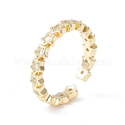 Stern-Manschettenring aus klarem Zirkonia, exquisiter offener Ring aus Messing für Frauen, cadmiumfrei und bleifrei, echtes 18k vergoldet, uns Größe 6 1/2 (16.9mm)