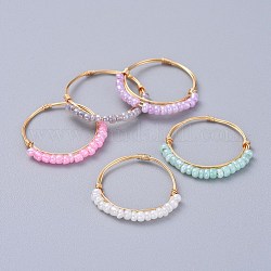 Стеклянные кольца из бисера, с медной жилой, золотые, разноцветные, 19 мм, 1~1.5 мм
