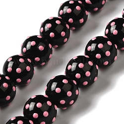 Chapelets de perles vernissées manuelles, avec l'émail, ronde, noir, 11~11.5x12~12.5x12~12.5mm, Trou: 1.7mm, Environ 30 pcs/chapelet, 13.46'' (34.2 cm)