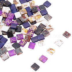 2-Hole Glass Seed Beads, Antique Style, Rectangle, Mixed Color, 5x4.5~5.5x2~2.5mm, Hole: 0.5~0.8mm, 6 colors, 20pcs/color, 120pcs/box