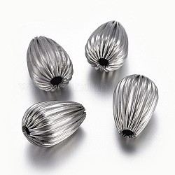 304 Edelstahlwell Perlen, Träne, Edelstahl Farbe, 17x11.5 mm, Bohrung: 2.5~3 mm