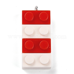 Pendentifs en résine, avec boucle en fer platine, briques de jouets, rouge, 36x15.5x8mm, Trou: 2.6mm