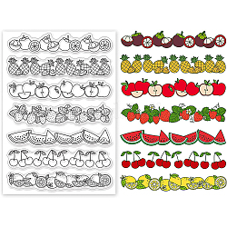 BENECREAT Fruit Pattern PVC Plastic Stamps, Pineapple Strawberry Watermelon Clear Seal Stamps for DIY Scrapbooking, Photo Album Decorative, Cards Making, 16x11x0.3cm