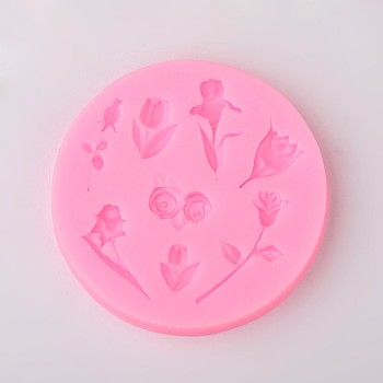 Stampi in silicone fai da te design per fiori rosa AJEW-L054-17