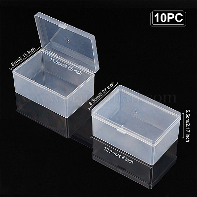 5/10pc Plastic Transparent Rectangle Storage Box With Lid Small Container