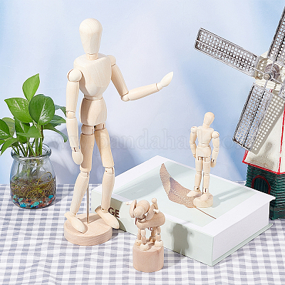 Wholesale OLYCRAFT 2pcs Artists Wooden Manikin Jointed Mannequin