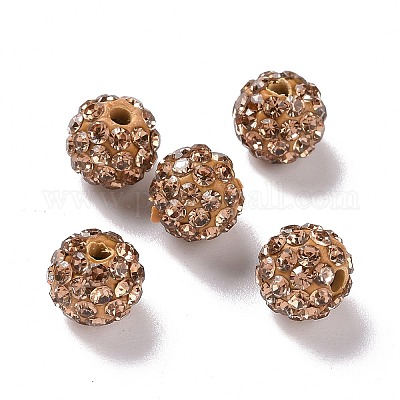 Polymer Clay Rhinestone Beads, Grade A, Round, Pave Disco Ball Beads, Mixed  Color, 8x7.5mm, Hole: 1mm