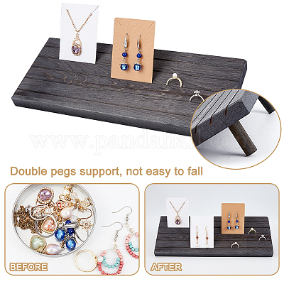PH PandaHall Présentoir à Boucles D'oreilles En Bois, Présentoir à Bijoux, Support De Collier Avec 3 Tailles, 15 Pièces De Présentoir Pour Boucles D' Oreilles, Présentoir à Bijoux, Organisateur De