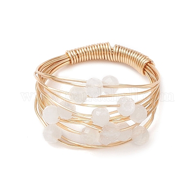 Natürliche Regenbogen-Mondstein-Fingerringe&nbsp;RJEW-TA00221-03-1