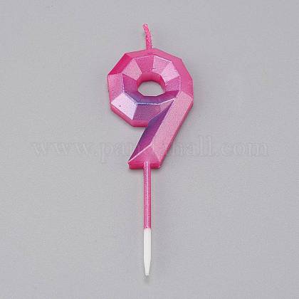 パラフィンキャンドル 数形の無煙キャンドル 結婚式のための装飾 誕生日パーティー 多面カット ショッキングピンク Num 9 9 94 5x28x7 5ミリメートルの通販 Jp Pandahall Com