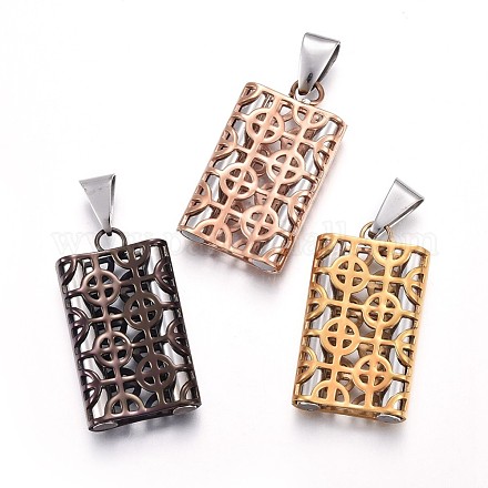 304 Stainless Steel Hollow Pendants STAS-O124-31M-1