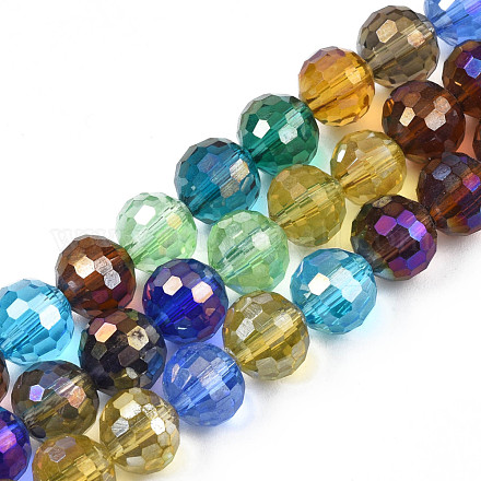 Electroplate Transparent Glass Beads Strands EGLA-N006-043-1