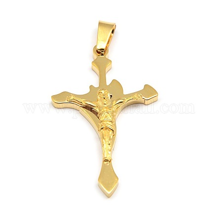 304 Stainless Steel Crucifix Cross Pendants STAS-L124-81-1