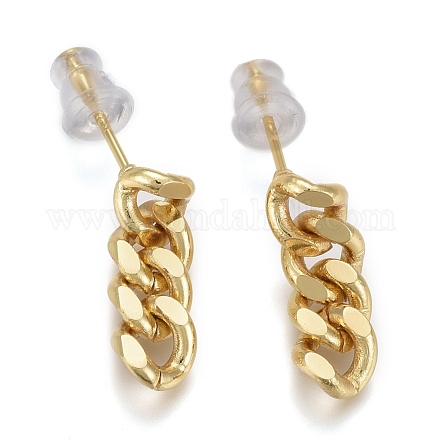 Boucles d'oreilles pendantes à chaîne gourmette en laiton EJEW-F260-07A-G-1