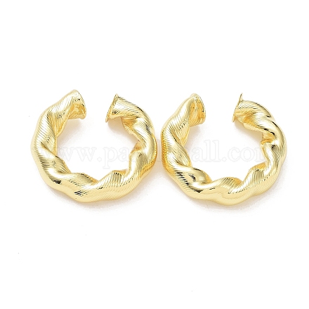Rack Plating Brass Twist Rope Cuff Earrings for Women EJEW-G352-03G-1