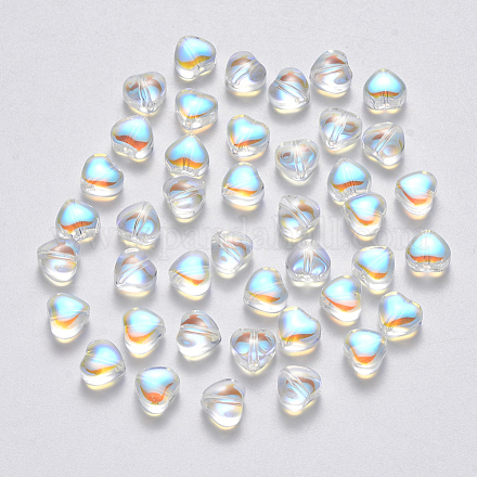 Transparent Spray Painted Glass Beads X-GLAA-R211-02-D02-1