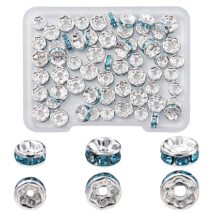 60 pièce de perles d'espacement en strass en laiton de 3 styles RB-FS0001-04-1
