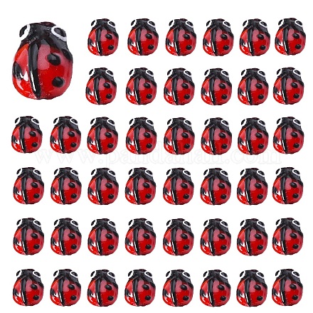SUNNYCLUE 1 Box About 40Pcs Ladybug Beads Red Lampwork Glass Flying Animal Insects Handmade Bead Loose Spacer Elastic Thread for Jewelry Making DIY Bracelets Necklaces Crafts Supplies Findings DIY-SC0017-09-1