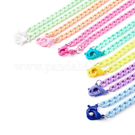 7 pièces 7 couleurs ensembles de colliers de chaîne gourmette acrylique personnalisés NJEW-JN03515-1